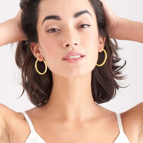 Large Sterling Silver Hoop Earrings for Women Diamond-Cut Silver Hoop Earrings Hypoallergenic Circle 3mm Thin Hoop Oversize Big Silver Hoop Earrings 925 Sterling Silver for Girls 20/30/40/50/60mm in Kuwait