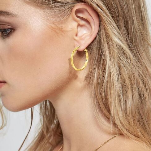Large Sterling Silver Hoop Earrings for Women Diamond-Cut Silver Hoop Earrings Hypoallergenic Circle 3mm Thin Hoop Oversize Big Silver Hoop Earrings 925 Sterling Silver for Girls 20/30/40/50/60mm in Kuwait