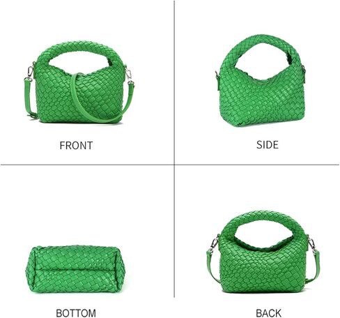 حقيبة كتف نسائية من الجلد المضفر من LEMONEYE بحزام قابل للفصل مصنوعة يدويًا حقيبة ساعي صغيرة كاجوال in Kuwait