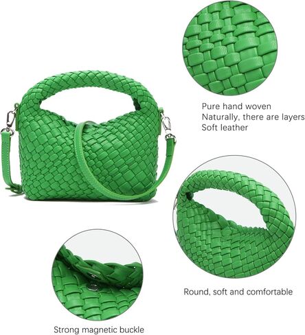 حقيبة كتف نسائية من الجلد المضفر من LEMONEYE بحزام قابل للفصل مصنوعة يدويًا حقيبة ساعي صغيرة كاجوال in Kuwait