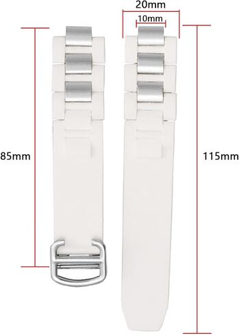 Hooxue Black/White Rubber Watch Band Silicone Strap deployment clasp Compatible with 20mm Must Cartier 21 Chronoscaph Autoscaph Quartz in Saudi Arabia