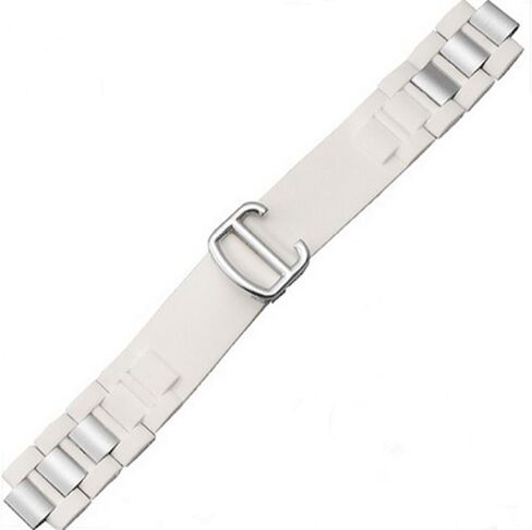 Hooxue Black/White Rubber Watch Band Silicone Strap deployment clasp Compatible with 20mm Must Cartier 21 Chronoscaph Autoscaph Quartz in Saudi Arabia