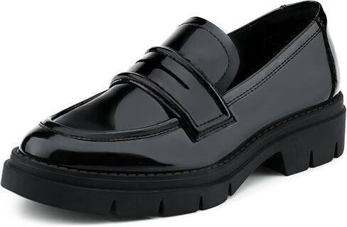 JENN ARDOR Women's Chunky Loafers Slip On Lug Sole Penny Loafer Comfort Casual Round Toe Mid Heels Platform Work Shoes in Saudi Arabia