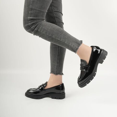 JENN ARDOR Women's Chunky Loafers Slip On Lug Sole Penny Loafer Comfort Casual Round Toe Mid Heels Platform Work Shoes in Saudi Arabia