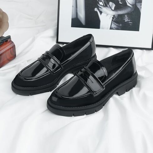 JENN ARDOR Women's Chunky Loafers Slip On Lug Sole Penny Loafer Comfort Casual Round Toe Mid Heels Platform Work Shoes in Saudi Arabia