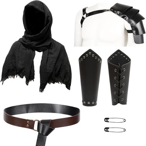 Falinpitos عصر النهضة اكسسوارات القرون الوسطى زي الرجال فارس تأثيري حزام جلد الحقيبة الكتف كيب عباءة مشبك دعامات in Kuwait