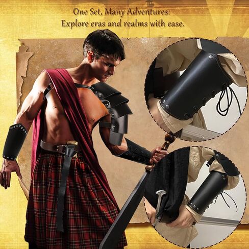 Falinpitos عصر النهضة اكسسوارات القرون الوسطى زي الرجال فارس تأثيري حزام جلد الحقيبة الكتف كيب عباءة مشبك دعامات in Kuwait