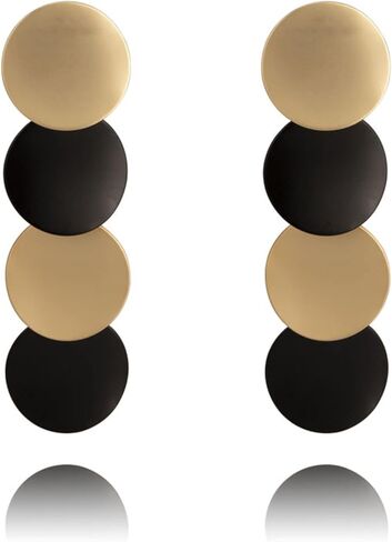 ONLYJUMP Chic Multi Heart Dangle Earrings 14k Plating Gold Black Fashion Simple Personality Long Drop Earrings Metal Love Geometry Earrings for Women Girls Valentine Gift Statement Jewelry in Kuwait