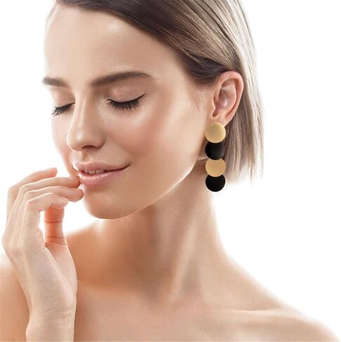 ONLYJUMP Chic Multi Heart Dangle Earrings 14k Plating Gold Black Fashion Simple Personality Long Drop Earrings Metal Love Geometry Earrings for Women Girls Valentine Gift Statement Jewelry in Kuwait