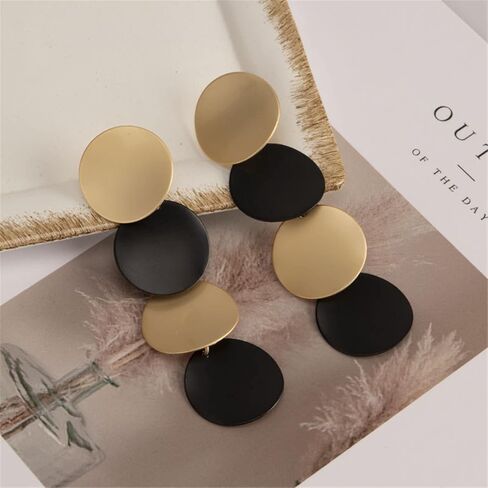 ONLYJUMP Chic Multi Heart Dangle Earrings 14k Plating Gold Black Fashion Simple Personality Long Drop Earrings Metal Love Geometry Earrings for Women Girls Valentine Gift Statement Jewelry in Kuwait