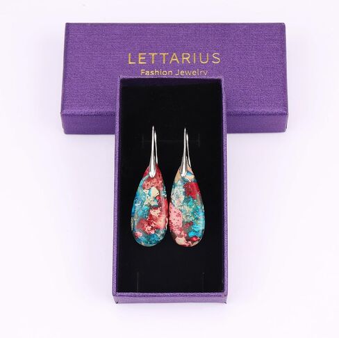 Lettarius حجر الشفاء الطبيعي أقراط قطرة الماء كريستال جوهرة الميلاد تتدلى الأقراط المتدلية in Kuwait