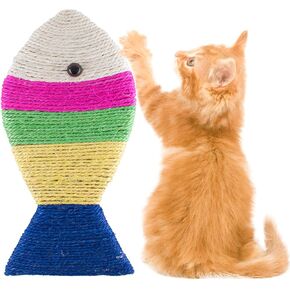 Sisal Cat Scratcher Fish Shape Cat Scratching Board Cat Scratch Pad Cat Supplies Colorful Durable Pet Kitty Toy Indoor Funny Cat Scratcher Toy Cat Toy Protect Carpets and Sofas in Kuwait