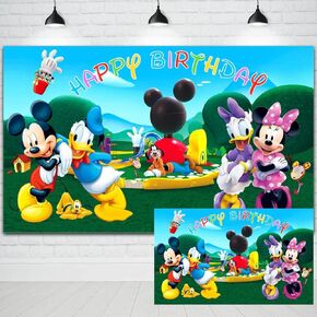 Mickey Mouse Clubhouse Happy Birthday Backdrop for Kids Birthday Party Supplies Decoration Mickey Mouse and His Friends 1st 2nd 3rd Cake Table Banner 5x3ft in Saudi Arabia