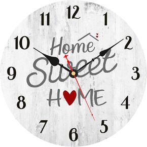 ساعة حائط مزخرفة مقاس 8 بوصات من ونزوم، ساعات ديكور مزرعة ريفية صغيرة، ساعات حائط صامتة رمادية حلوة غير موقوتة لغرفة المعيشة/المطبخ/غرفة النوم/غرفة الطعام/المنزل in Kuwait