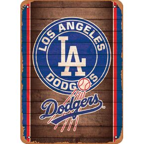 لافتة معدنية بمظهر عتيق من Fanzi - ملصق رياضي لوس أنجلوس دودجرز - لوحة ديكور للحائط 20.32 سم × 30.48 سم in Kuwait