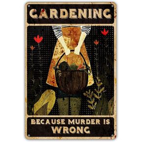 مضحك البستنة إقتباس معدن القصدير تسجيل جدار ديكور فني البستنة الرجعية لأن القتل علامة خاطئة لهدايا ديكور المنزل والحديقة in Kuwait
