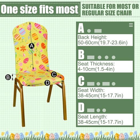 Karenhi 4 Pcs Easter Chair Covers Adjustable Plaid Dining Chair Cover Bunny Egg Flower Chair Cover Dining Chair Slipcover Removable Stretch Chair Covers for Kitchen Office Hotel Home (Classic Style) in Kuwait