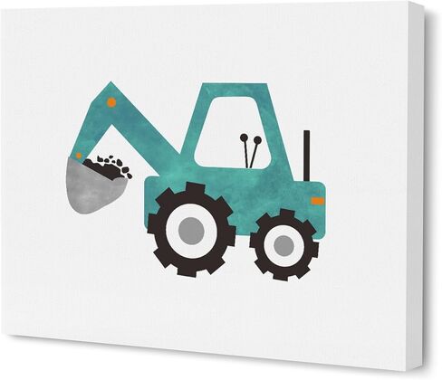 Framed Canvas Wall Art, Wall Decor Construction Trucks Artwork Decor, 12 x 15 inches Wall Art For Kids Bedroom Children Nursery Wall Art Rainbow Decor-Inclusive Classroom - Wallart-055 in Kuwait
