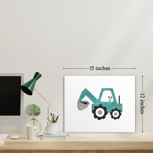 Framed Canvas Wall Art, Wall Decor Construction Trucks Artwork Decor, 12 x 15 inches Wall Art For Kids Bedroom Children Nursery Wall Art Rainbow Decor-Inclusive Classroom - Wallart-055 in Kuwait
