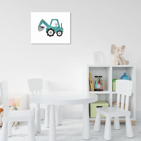 Framed Canvas Wall Art, Wall Decor Construction Trucks Artwork Decor, 12 x 15 inches Wall Art For Kids Bedroom Children Nursery Wall Art Rainbow Decor-Inclusive Classroom - Wallart-055 in Kuwait