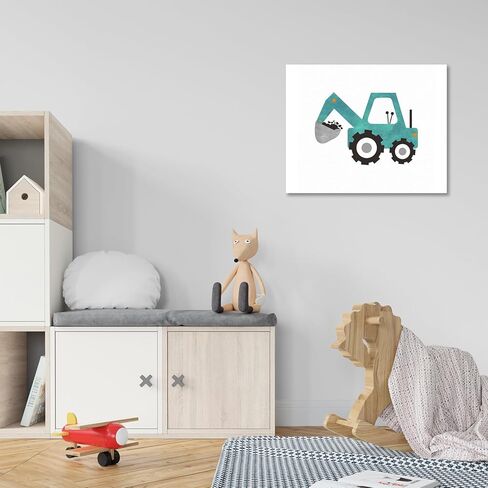 Framed Canvas Wall Art, Wall Decor Construction Trucks Artwork Decor, 12 x 15 inches Wall Art For Kids Bedroom Children Nursery Wall Art Rainbow Decor-Inclusive Classroom - Wallart-055 in Kuwait