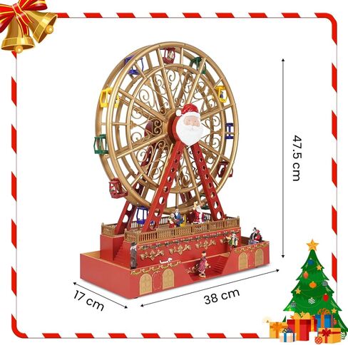 عجلة فيريس دوارة للكريسماس مع اضواء LED وموسيقى، ديكورات رسوم متحركة كبيرة للكريسماس مقاس 18 انش، تخلق جوًا احتفاليًا من سكاي انت in Kuwait