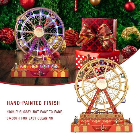 عجلة فيريس دوارة للكريسماس مع اضواء LED وموسيقى، ديكورات رسوم متحركة كبيرة للكريسماس مقاس 18 انش، تخلق جوًا احتفاليًا من سكاي انت in Kuwait