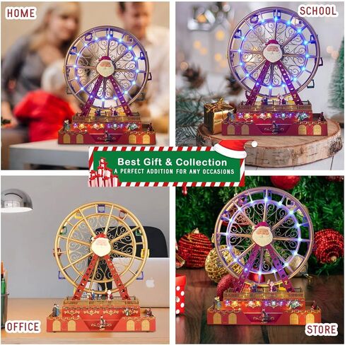 عجلة فيريس دوارة للكريسماس مع اضواء LED وموسيقى، ديكورات رسوم متحركة كبيرة للكريسماس مقاس 18 انش، تخلق جوًا احتفاليًا من سكاي انت in Kuwait