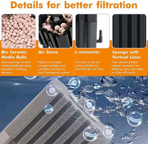 DEGGOX Rectangular Aquarium Large Bio Sponge Filter,Suitable for Betta Fry Shrimp and Small Fish Foam Filter,Fit for 10-40 Gallon(Note:Air Pump not Included) in Kuwait