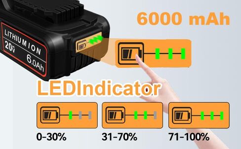 Fepprry 20V 6.0Ah بطارية بديلة لديوالت DCB200 DCB201 DCB203 DCB204 DCB205 DCB206 DCB207 DCB208 DCB210 DCB181 DCB180 أدوات كهربائية لاسلكية in Kuwait