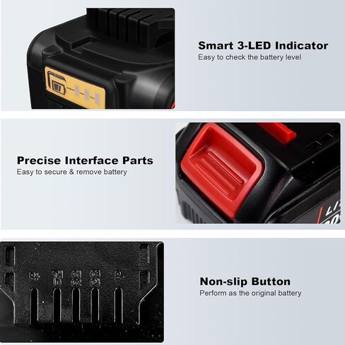 Fepprry 20V 6.0Ah بطارية بديلة لديوالت DCB200 DCB201 DCB203 DCB204 DCB205 DCB206 DCB207 DCB208 DCB210 DCB181 DCB180 أدوات كهربائية لاسلكية in Kuwait