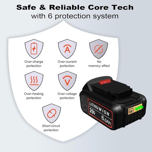 Fepprry 20V 6.0Ah بطارية بديلة لديوالت DCB200 DCB201 DCB203 DCB204 DCB205 DCB206 DCB207 DCB208 DCB210 DCB181 DCB180 أدوات كهربائية لاسلكية in Kuwait
