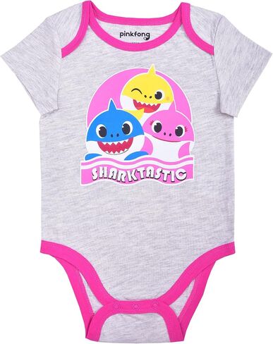 بدلة قصيرة الأكمام للفتيات من Nickelodeon Baby Shark مكونة من 3 قطع لحديثي الولادة والرضع - وردي/رمادي in Saudi Arabia