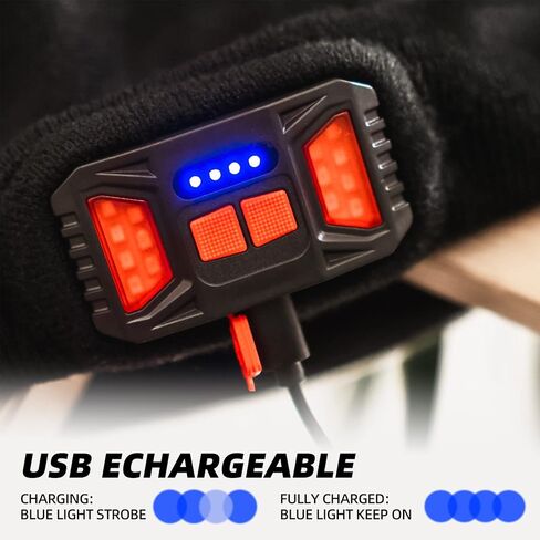 قبعة صغيرة LED مع ضوء الجري، قبعة صغيرة LED قابلة لإعادة الشحن للجنسين USB خفيفة دافئة للشتاء محبوكة قبعة أمان مضاءة للمصابيح الأمامية للأب والزوج والنساء هدية للجري والمشي لمسافات طويلة والتخييم in Kuwait