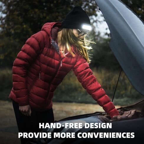 قبعة صغيرة LED مع ضوء الجري، قبعة صغيرة LED قابلة لإعادة الشحن للجنسين USB خفيفة دافئة للشتاء محبوكة قبعة أمان مضاءة للمصابيح الأمامية للأب والزوج والنساء هدية للجري والمشي لمسافات طويلة والتخييم in Kuwait