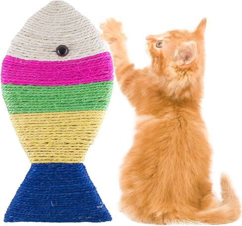 Sisal Cat Scratcher Fish Shape Cat Scratching Board Cat Scratch Pad Cat Supplies Colorful Durable Pet Kitty Toy Indoor Funny Cat Scratcher Toy Cat Toy Protect Carpets and Sofas in Kuwait