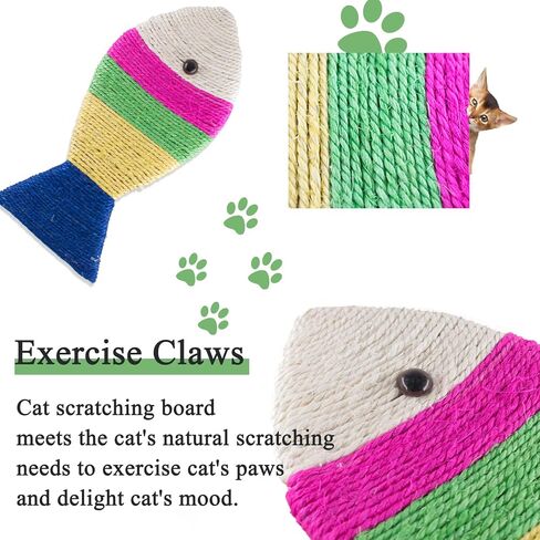 Sisal Cat Scratcher Fish Shape Cat Scratching Board Cat Scratch Pad Cat Supplies Colorful Durable Pet Kitty Toy Indoor Funny Cat Scratcher Toy Cat Toy Protect Carpets and Sofas in Kuwait
