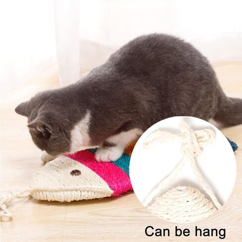 Sisal Cat Scratcher Fish Shape Cat Scratching Board Cat Scratch Pad Cat Supplies Colorful Durable Pet Kitty Toy Indoor Funny Cat Scratcher Toy Cat Toy Protect Carpets and Sofas in Kuwait