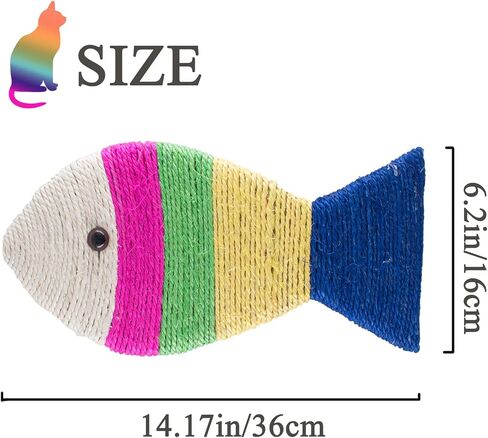 Sisal Cat Scratcher Fish Shape Cat Scratching Board Cat Scratch Pad Cat Supplies Colorful Durable Pet Kitty Toy Indoor Funny Cat Scratcher Toy Cat Toy Protect Carpets and Sofas in Kuwait