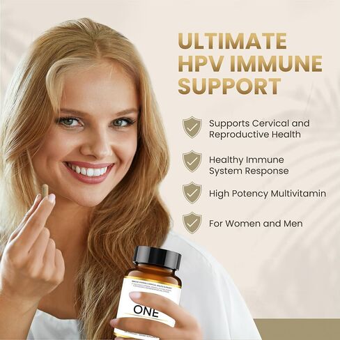 HPD Rx ONE تعزيز المناعة مكملات الفيتامينات HPV للنساء والرجال | دعم الدفاع المناعي المتقدم | يساعد على الاستجابة المناعية لفيروس الورم الحليمي البشري | 90 كبسولة، عبوة من 1 in Kuwait