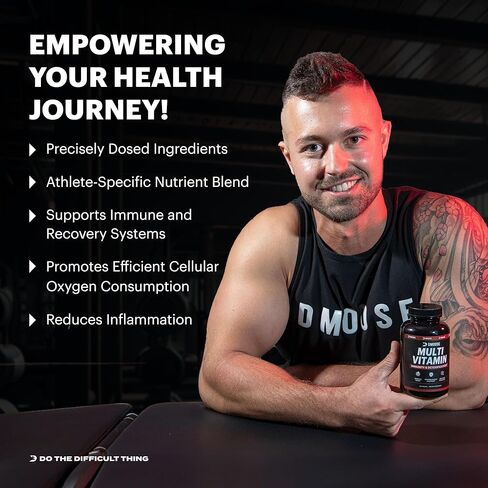 فيتامينات متعددة يومية من دي مووس للرجال والنساء - فيتامينات يومية متعددة متقدمة - فيتامينات أساسية ومعادن ومضادات أكسدة للطاقة والمناعة وصحة الدماغ - غير معدلة وراثيًا، نباتي، كمية تكفي لمدة 30 يومًا in Kuwait
