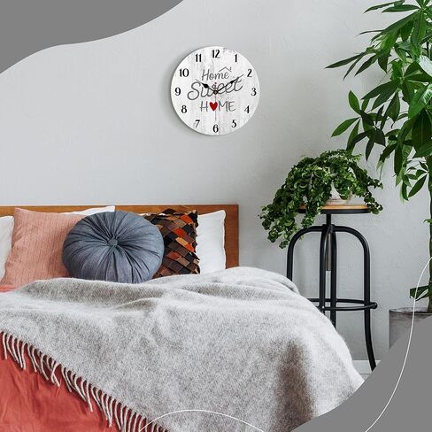 ساعة حائط مزخرفة مقاس 8 بوصات من ونزوم، ساعات ديكور مزرعة ريفية صغيرة، ساعات حائط صامتة رمادية حلوة غير موقوتة لغرفة المعيشة/المطبخ/غرفة النوم/غرفة الطعام/المنزل in Kuwait