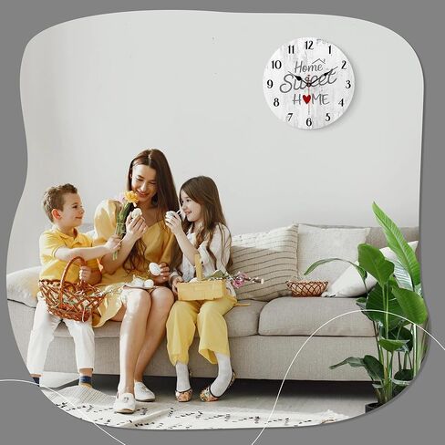 ساعة حائط مزخرفة مقاس 8 بوصات من ونزوم، ساعات ديكور مزرعة ريفية صغيرة، ساعات حائط صامتة رمادية حلوة غير موقوتة لغرفة المعيشة/المطبخ/غرفة النوم/غرفة الطعام/المنزل in Kuwait