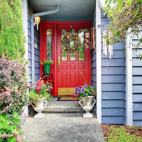Artificial Wreath with Colorful Tulips for Front Door Farmhouse Indoor Outdoor Festival Home Decor in Kuwait