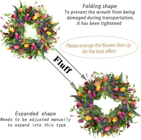 Artificial Wreath with Colorful Tulips for Front Door Farmhouse Indoor Outdoor Festival Home Decor in Kuwait