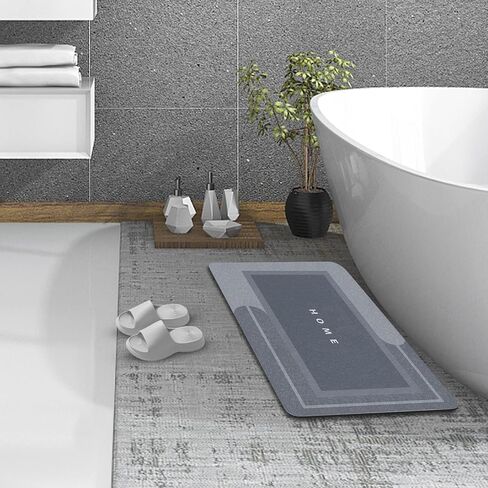 HERA BEAUTY Super Absorbent Bath Mat, Quick Dry Bath Mat, Non Slip Rubber Bathroom Rugs, Easy to Clean Machine Washable Thin Bath Matts for Bathroom Quick Dry (Rectangular Blue, 23.6" L x 15.7" W) in Kuwait