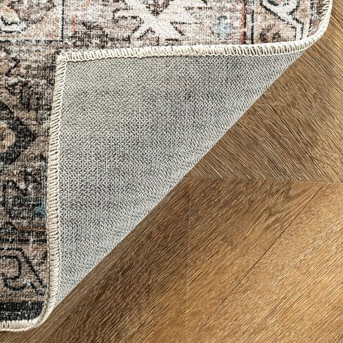 nuLOOM Gracie Distressed Medallion Machine Washable Ultra Thin Area Rug, 5x8, Peach in Kuwait