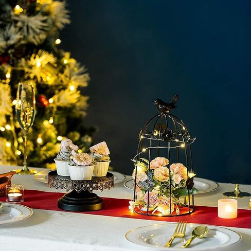 Sziqiqi Decorative Bird Cage Candleholder for Antique Decor, Fit for Flowers Planter Candles Garland Cupcake Display for Wedding Centerpiece Holiday Decoration, Distressed Black 38cm/15 inch in Saudi Arabia