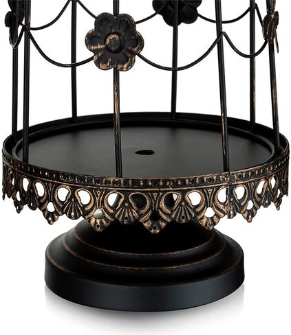 Sziqiqi Decorative Bird Cage Candleholder for Antique Decor, Fit for Flowers Planter Candles Garland Cupcake Display for Wedding Centerpiece Holiday Decoration, Distressed Black 38cm/15 inch in Saudi Arabia