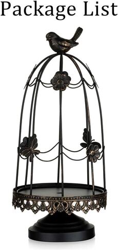 Sziqiqi Decorative Bird Cage Candleholder for Antique Decor, Fit for Flowers Planter Candles Garland Cupcake Display for Wedding Centerpiece Holiday Decoration, Distressed Black 38cm/15 inch in Saudi Arabia